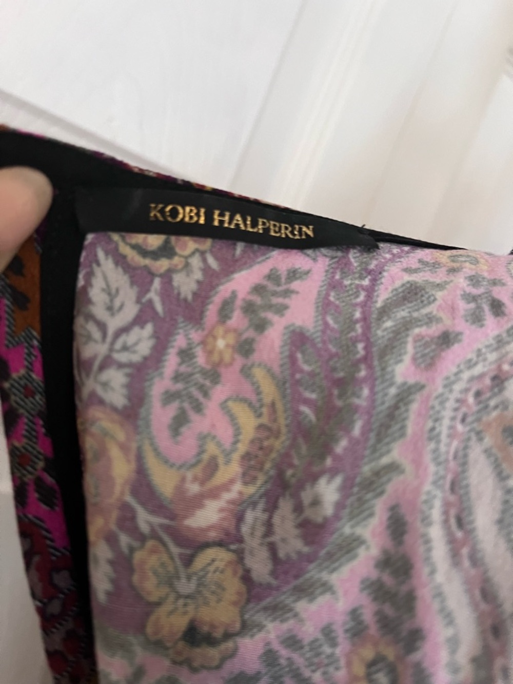 Kobi Halperin Black Paisley-Print Midi Dress with Pink and Gold Accents - Picture 7 of 7